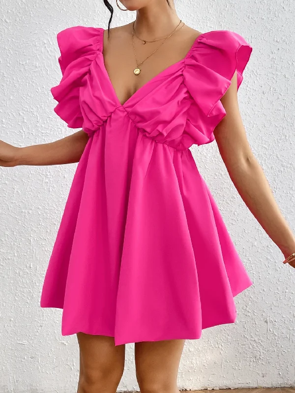 ruffled-v-neck-cap-sleeve-mini-dress-2