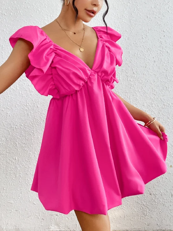 ruffled-v-neck-cap-sleeve-mini-dress-2