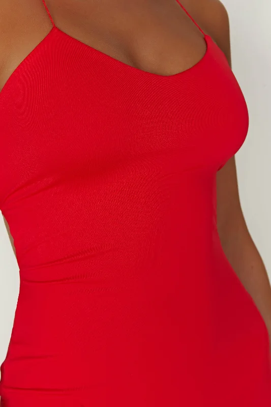 sabine-recycled-nylon-mini-backless-dress-red