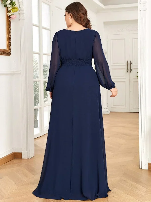 see-througth-puff-sleeve-chiffon-plus-size-bridesmaid-dress-es0106b