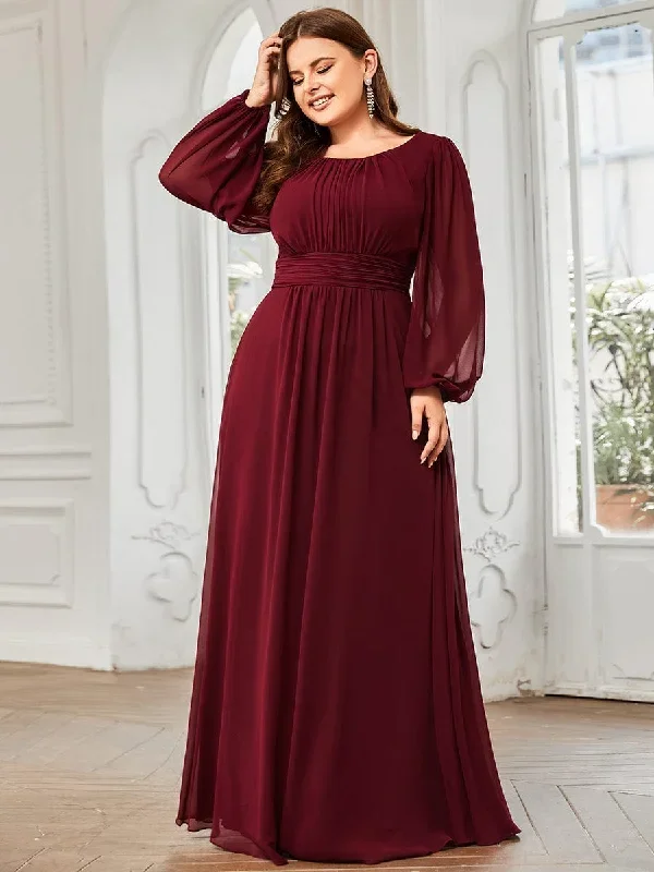 see-througth-puff-sleeve-chiffon-plus-size-bridesmaid-dress-es0106b