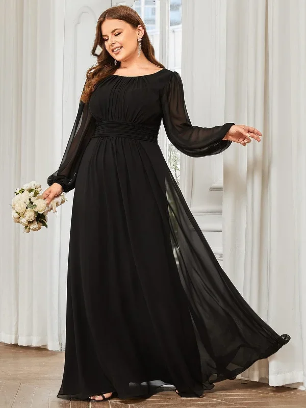 see-througth-puff-sleeve-chiffon-plus-size-bridesmaid-dress-es0106b