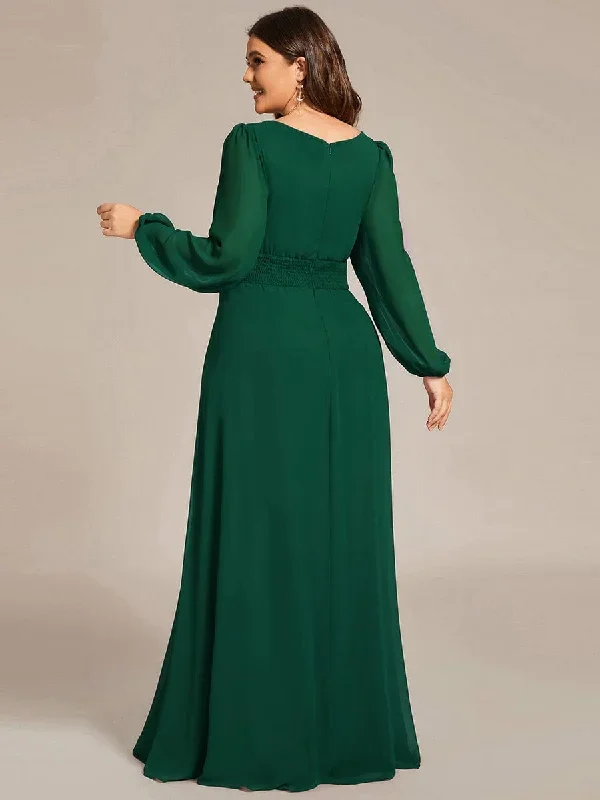 see-througth-puff-sleeve-chiffon-plus-size-bridesmaid-dress-es0106b