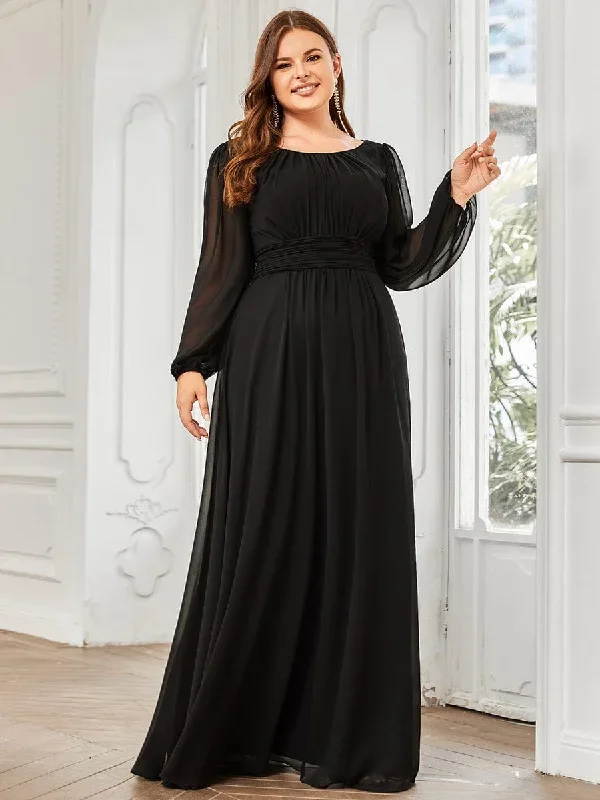 see-througth-puff-sleeve-chiffon-plus-size-bridesmaid-dress-es0106b