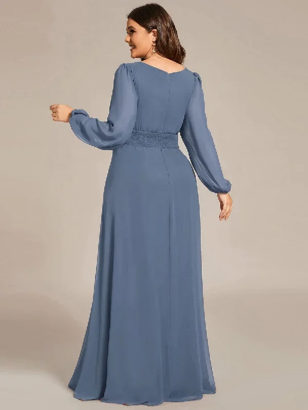 see-througth-puff-sleeve-chiffon-plus-size-bridesmaid-dress-es0106b