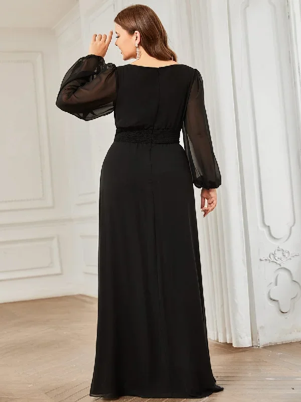 see-througth-puff-sleeve-chiffon-plus-size-bridesmaid-dress-es0106b