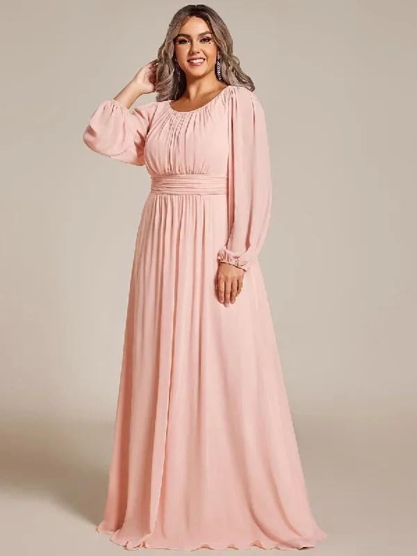 see-througth-puff-sleeve-chiffon-plus-size-bridesmaid-dress-es0106b