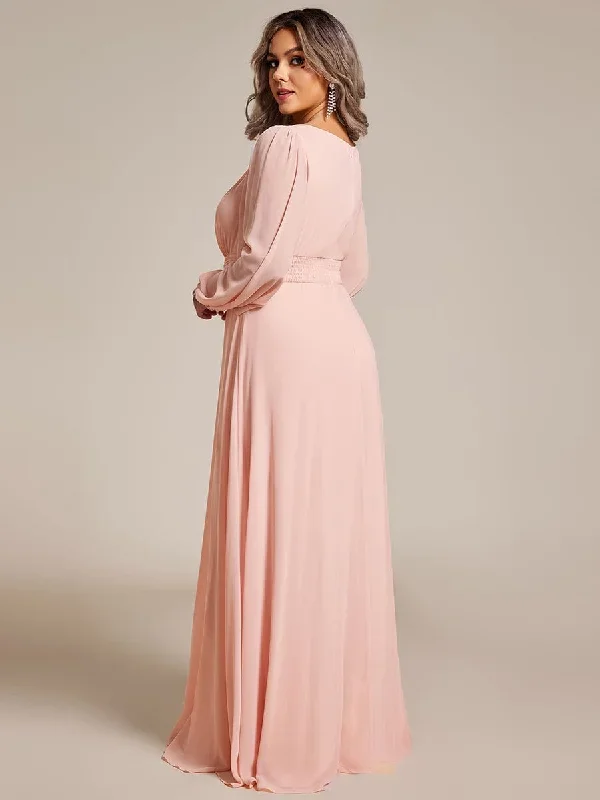 see-througth-puff-sleeve-chiffon-plus-size-bridesmaid-dress-es0106b