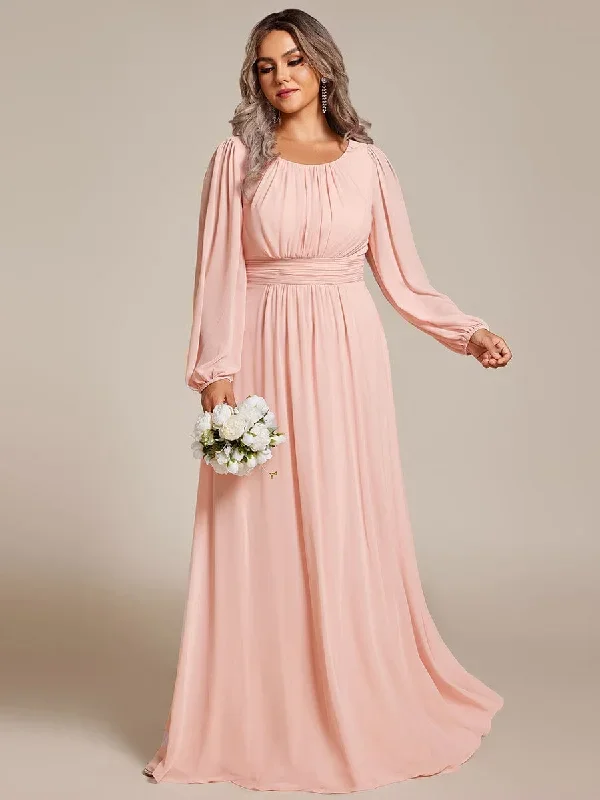 see-througth-puff-sleeve-chiffon-plus-size-bridesmaid-dress-es0106b