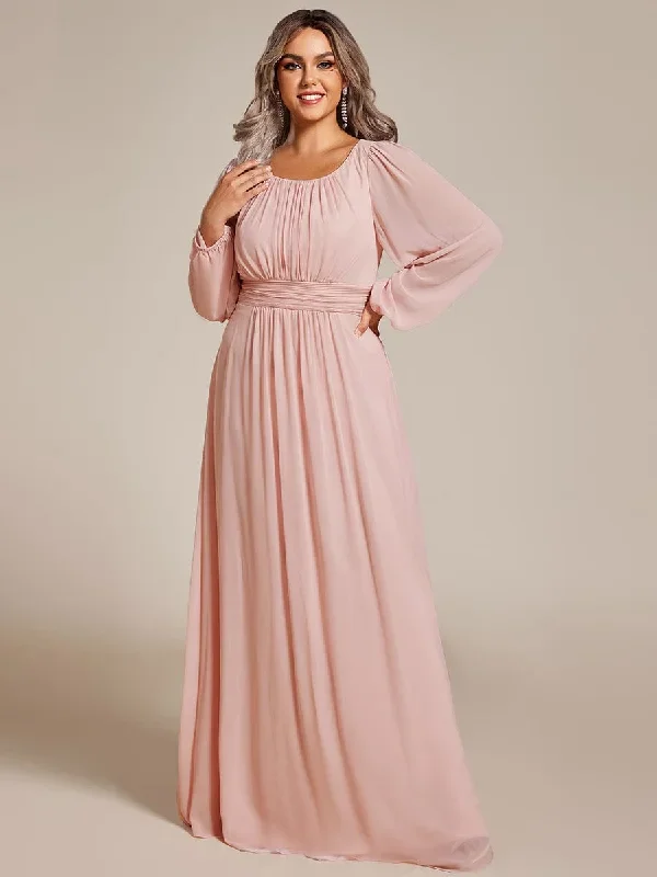 see-througth-puff-sleeve-chiffon-plus-size-bridesmaid-dress-es0106b