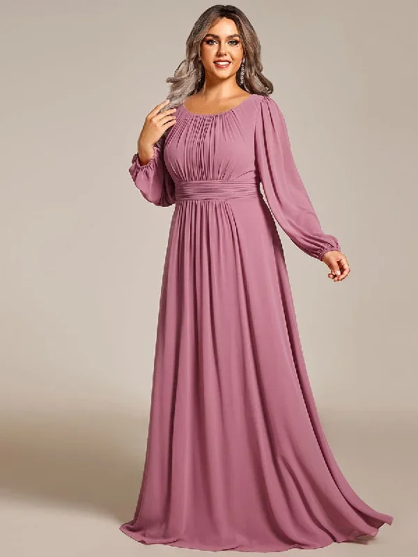 see-througth-puff-sleeve-chiffon-plus-size-bridesmaid-dress-es0106b