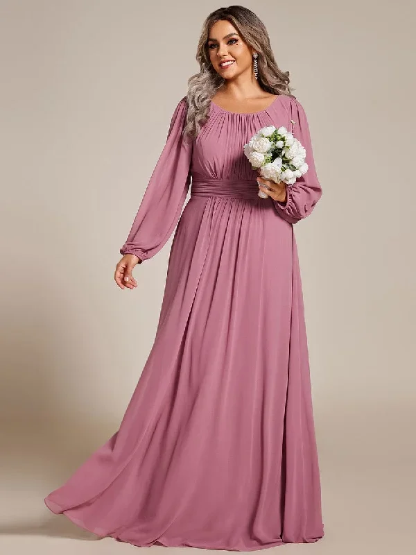 see-througth-puff-sleeve-chiffon-plus-size-bridesmaid-dress-es0106b