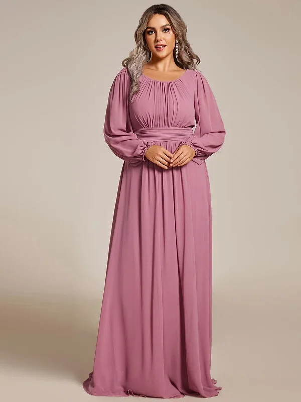 see-througth-puff-sleeve-chiffon-plus-size-bridesmaid-dress-es0106b