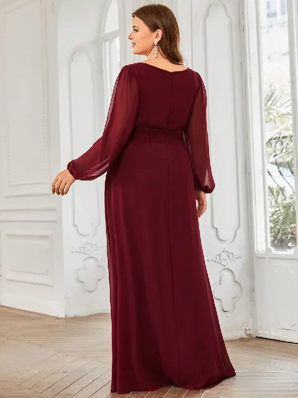 see-througth-puff-sleeve-chiffon-plus-size-bridesmaid-dress-es0106b