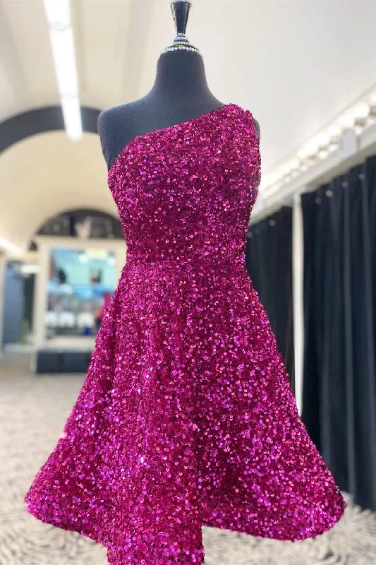 sequin-one-shoulder-a-line-short-cocktail-gown