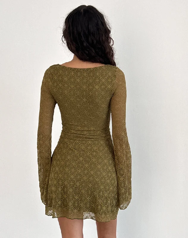 sevila-mini-dress-textured-moss-green