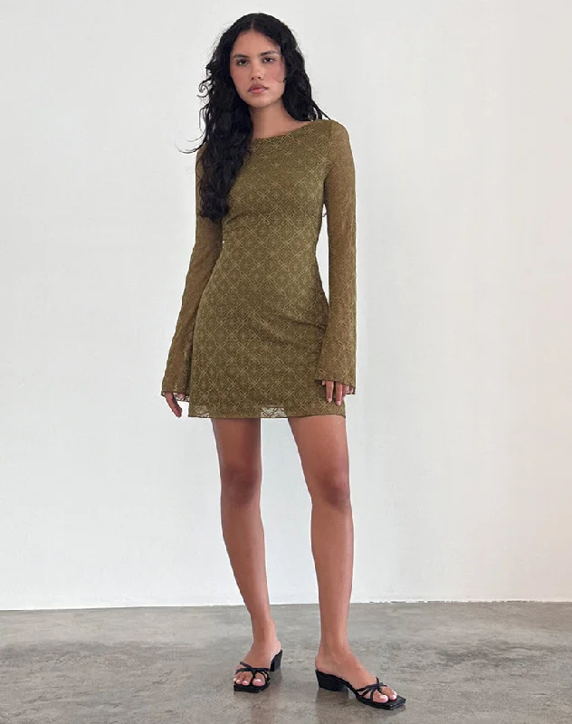 sevila-mini-dress-textured-moss-green