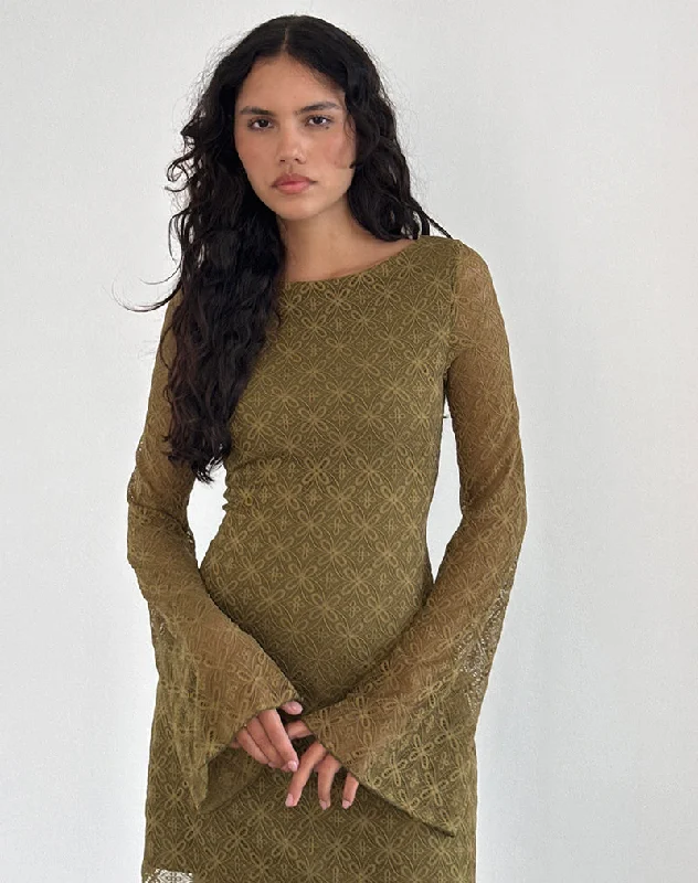 sevila-mini-dress-textured-moss-green