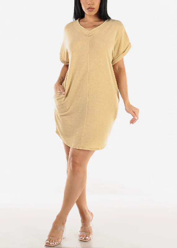 short-sleeve-vneck-mini-t-shirt-dress-mustard-d7577must