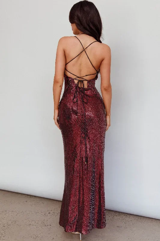 state-of-mind-lace-up-back-sequin-dress-red