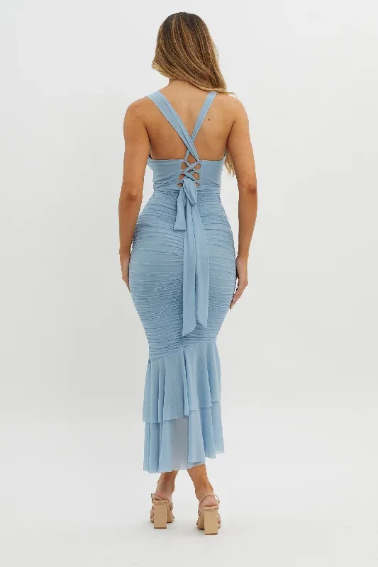 surreal-lace-up-back-ruched-midi-dress-blue