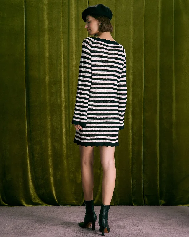 the-black-striped-flare-sleeve-mini-dress