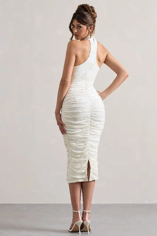 therese-white-ruched-bodycon-high-neck-midi-dress-cl133346005