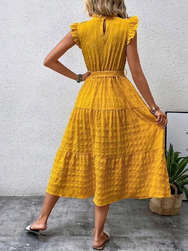 tied-ruffled-cap-sleeve-midi-dress