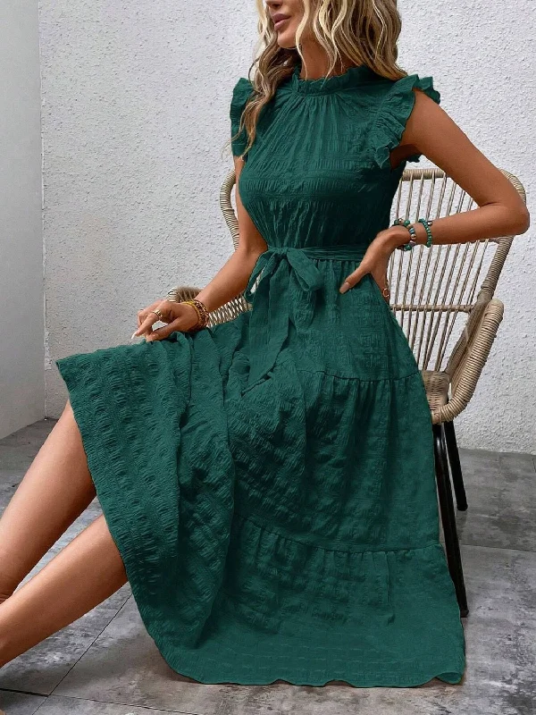 tied-ruffled-cap-sleeve-midi-dress