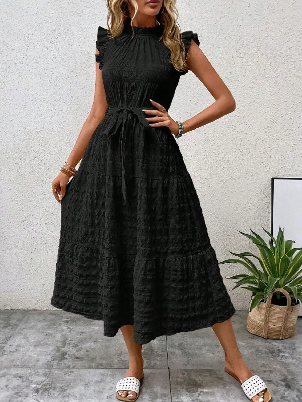 tied-ruffled-cap-sleeve-midi-dress