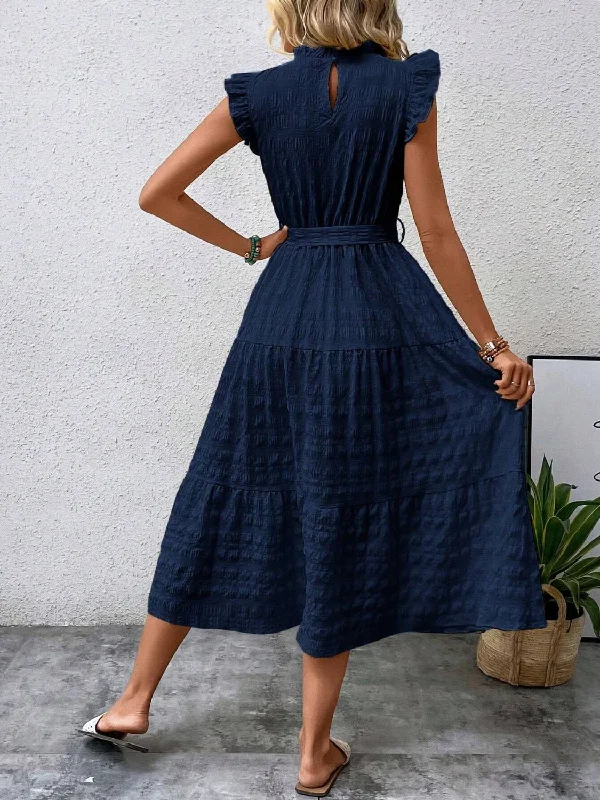 tied-ruffled-cap-sleeve-midi-dress