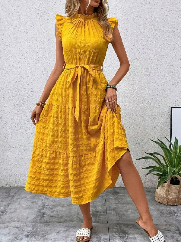 tied-ruffled-cap-sleeve-midi-dress