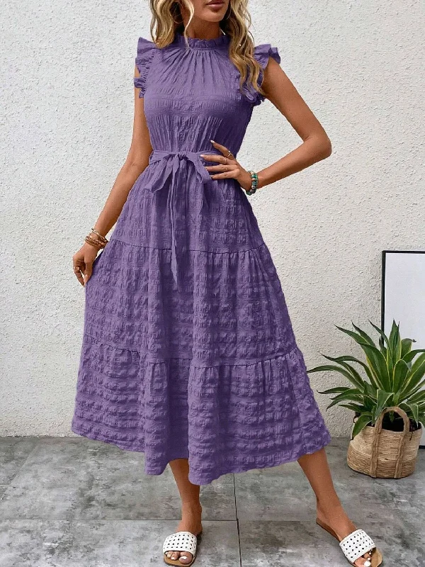 tied-ruffled-cap-sleeve-midi-dress