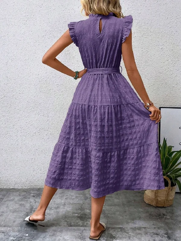 tied-ruffled-cap-sleeve-midi-dress