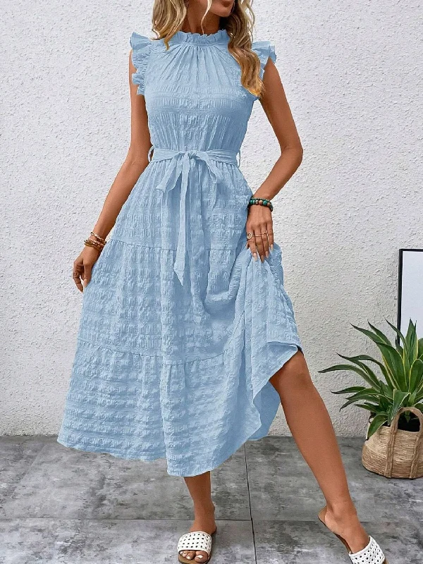 tied-ruffled-cap-sleeve-midi-dress