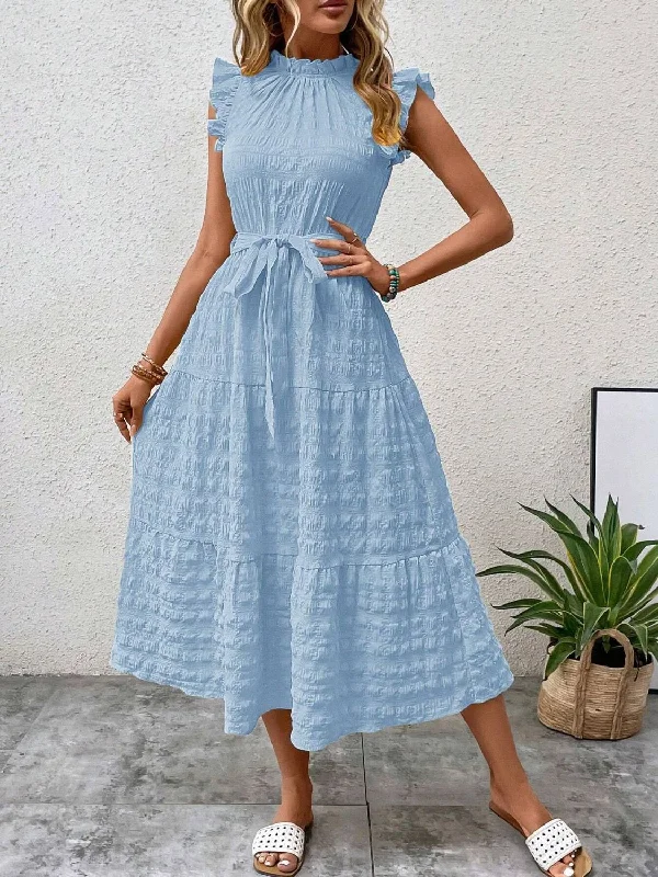 tied-ruffled-cap-sleeve-midi-dress