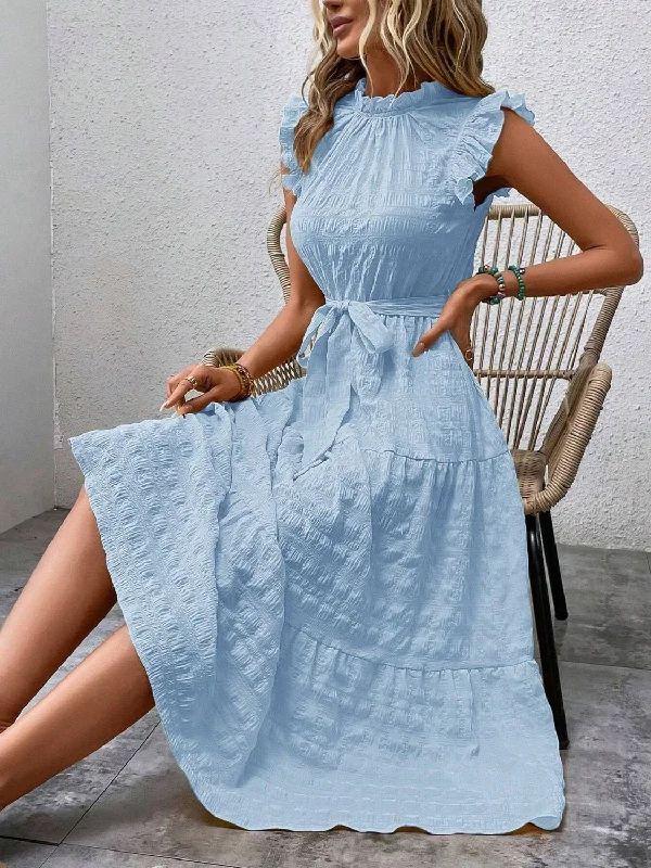 tied-ruffled-cap-sleeve-midi-dress