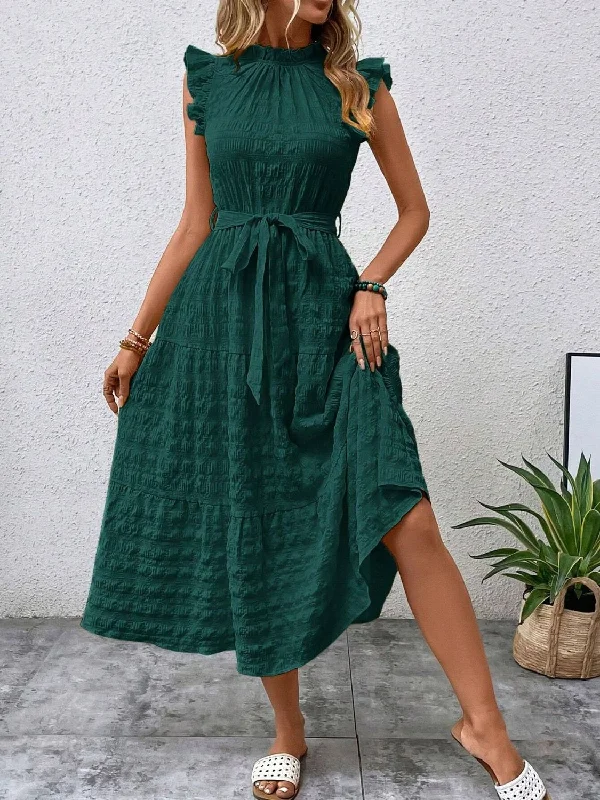 tied-ruffled-cap-sleeve-midi-dress