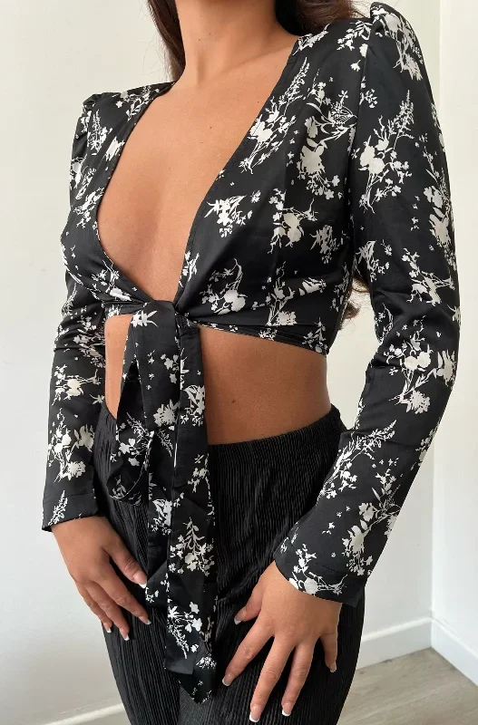 urban-bliss-mono-black-floral-satin-wrap-top