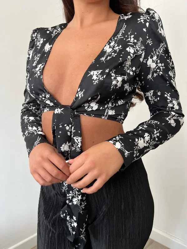 urban-bliss-mono-black-floral-satin-wrap-top