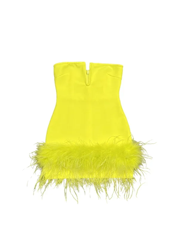 veer-strapless-feather-bandage-dress-in-yellow