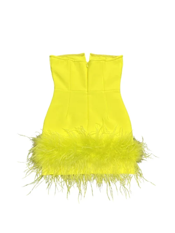 veer-strapless-feather-bandage-dress-in-yellow