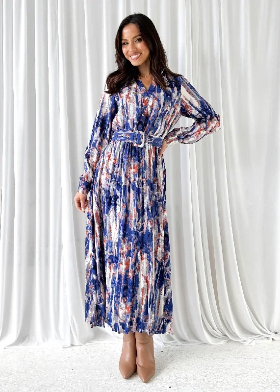 Vikral Midi Dress - Rusted Blue