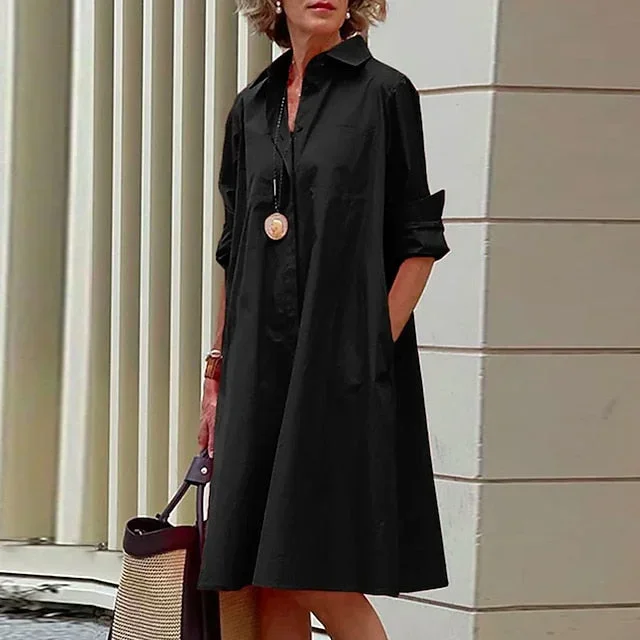 womens-shirt-dress-casual-dress-shift-dress-midi-dress-outdoor-winter-dress-daily-polyester-elegant-casual-shirt-collar-pocket-rolled-cuff-long-sleeve-summer-winter-fall-spring-2023-loose-fit-red