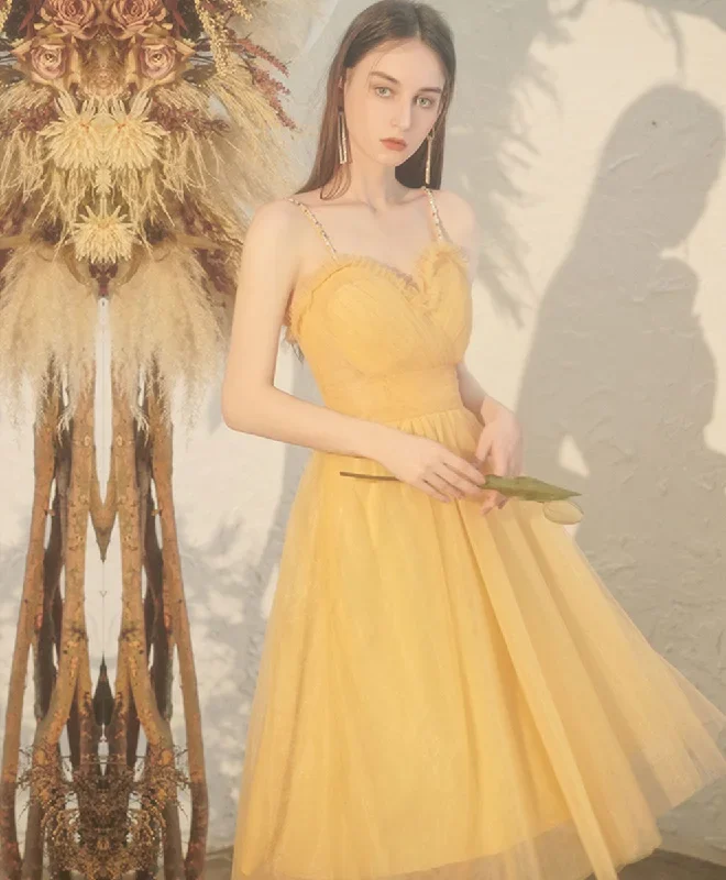 yellow-sweetheart-tulle-short-prom-dress-yellow-formal-dress