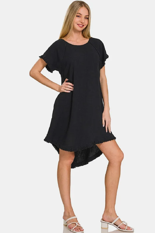 zenana-fringe-edge-high-low-flowy-dress-with-pockets